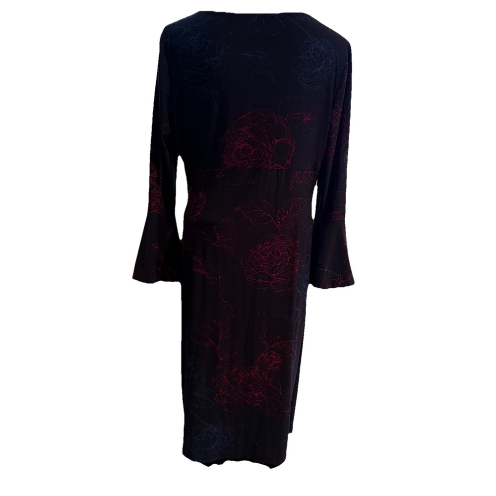 Lauren Ralph Lauren Black Dress with Blue & Maroon Floral Accent - Long Sleeve - Picture 4 of 13